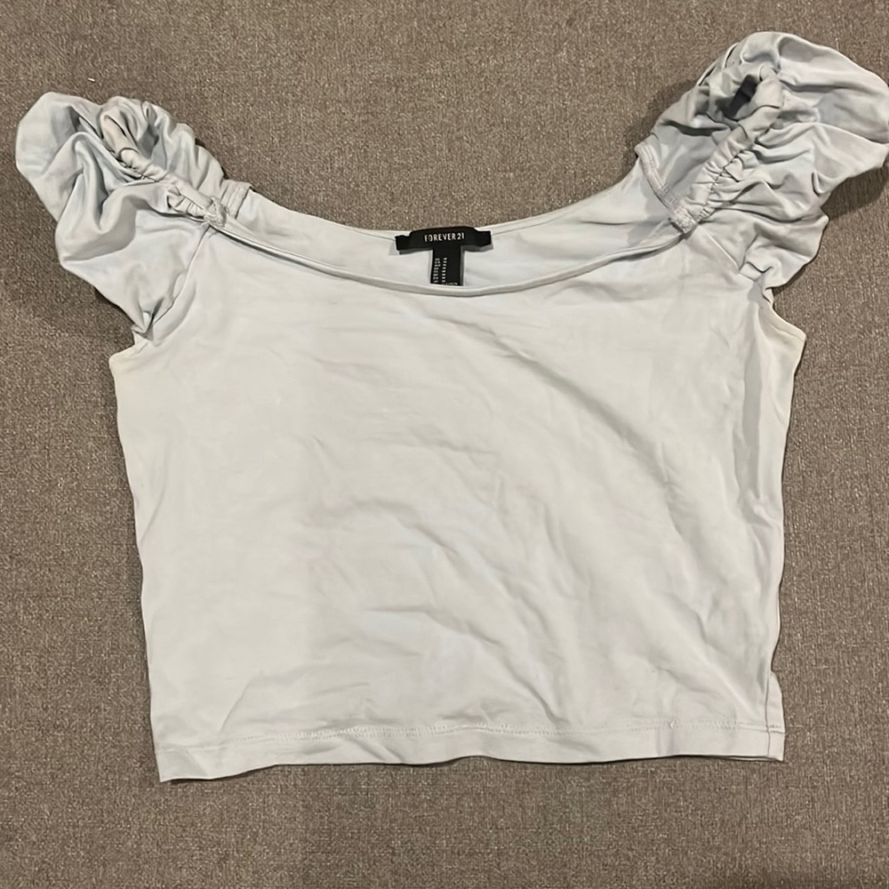 light blue crop top